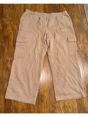 Old Navy SoComfy Cargo Sweatpants Women’s Driftwood High Waisted Wide Leg  XXL